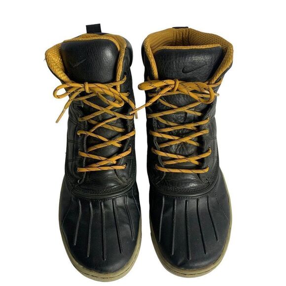 Nike ACG Woodside Leather Duck Boots 11 Black Lace Up Round Toe Water Resistant - Picture 4 of 8